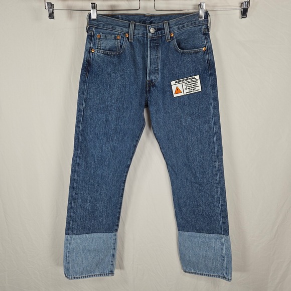 Levi's 501 Mens Straight Jeans W30 L30 Abnormal Patch Art School Denim